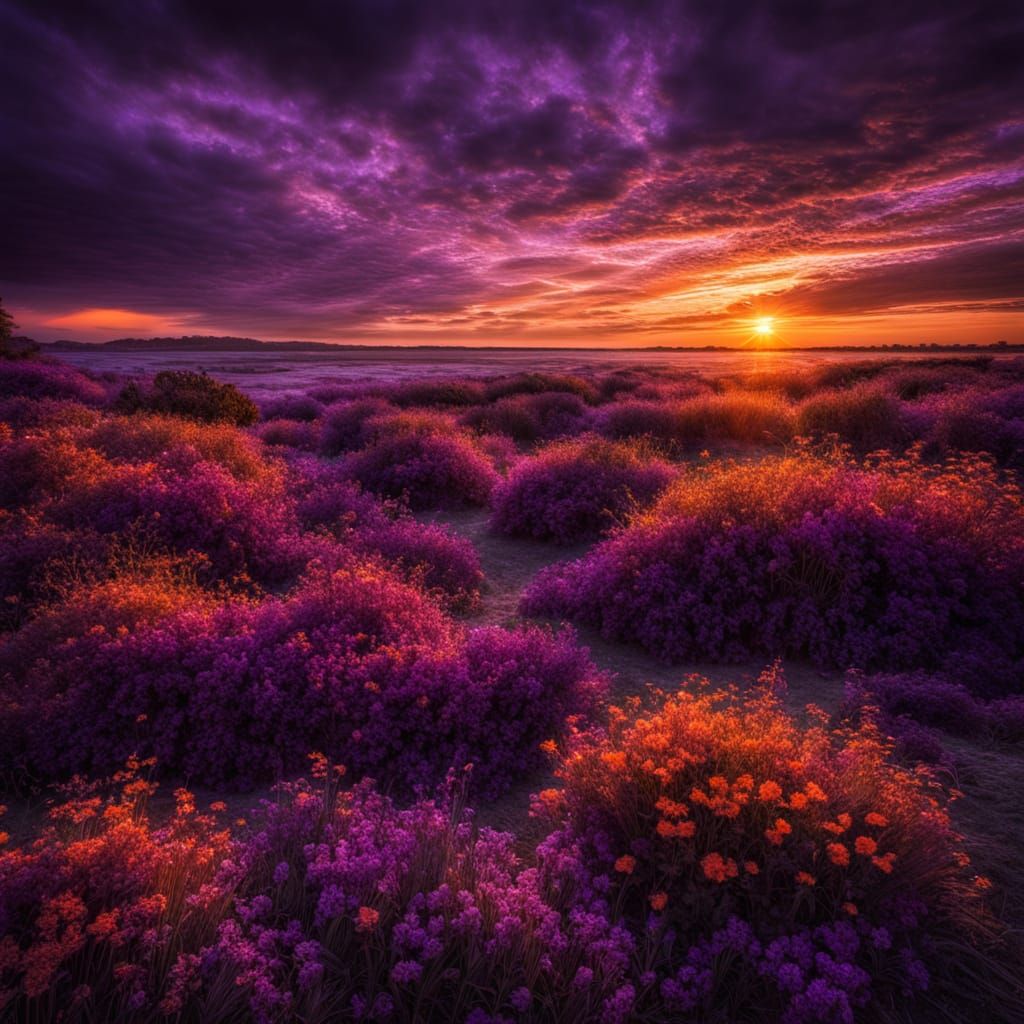 Sunset in orange and purple  by @Peardrop