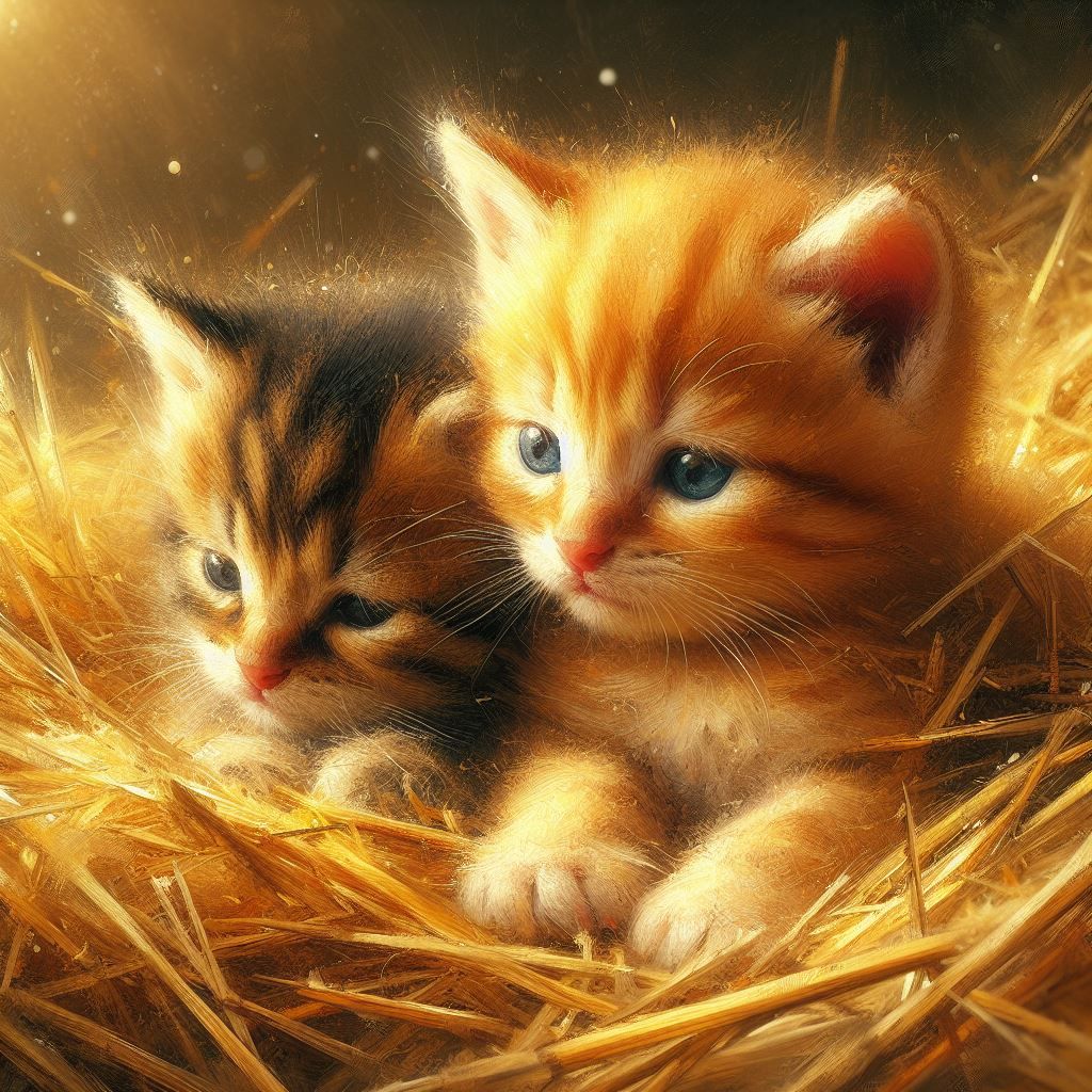 Kittens in the straw
