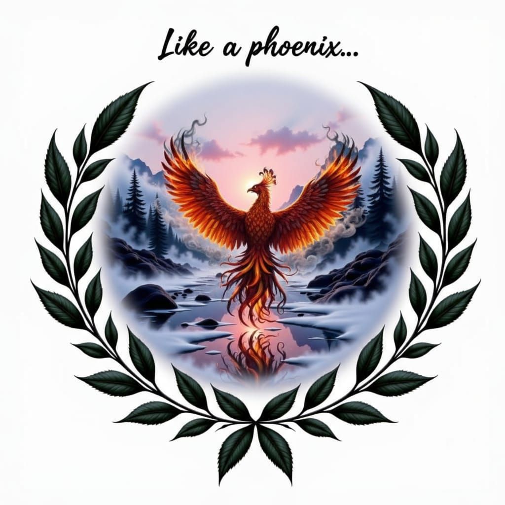 <lora:The DeXp of Red:1.0> <lora:Feeling Exposed:1.0> <lora:Words:1.0> <lora:The Letters of Red:1.0> The words "Like a phoenix..."  and "win...
