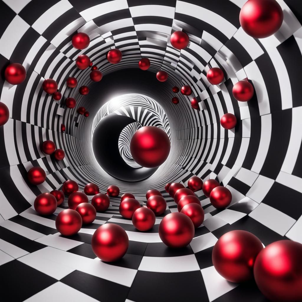 Red ball   coming   going down  A  Black and White Optical i...