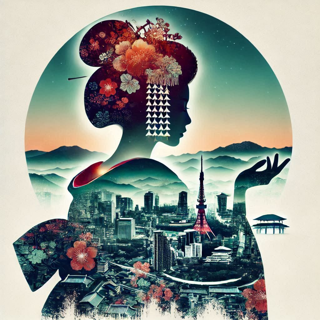 double exposure beautiful fantasy portrait landscape..