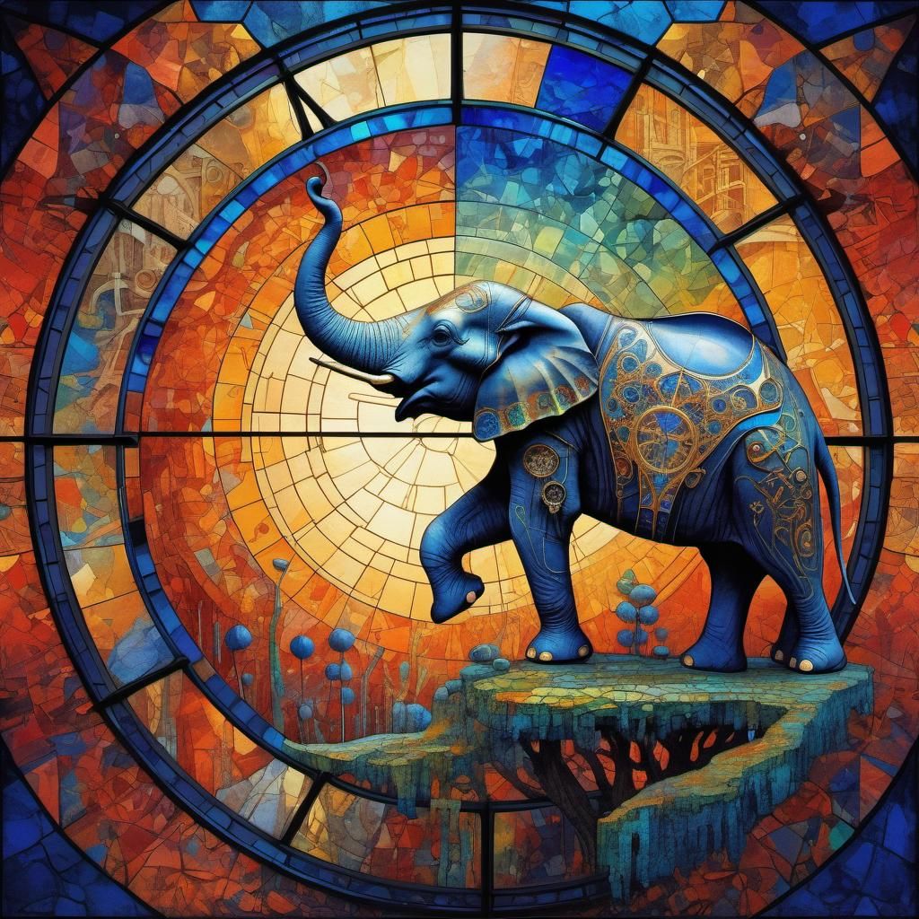 Elephant (Stained Glass, Fauvism)