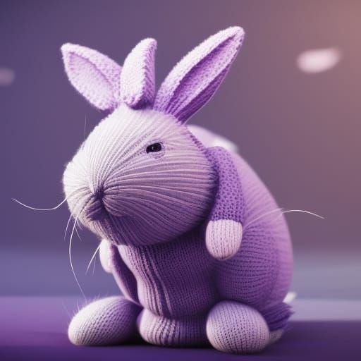knitted purple rabbit