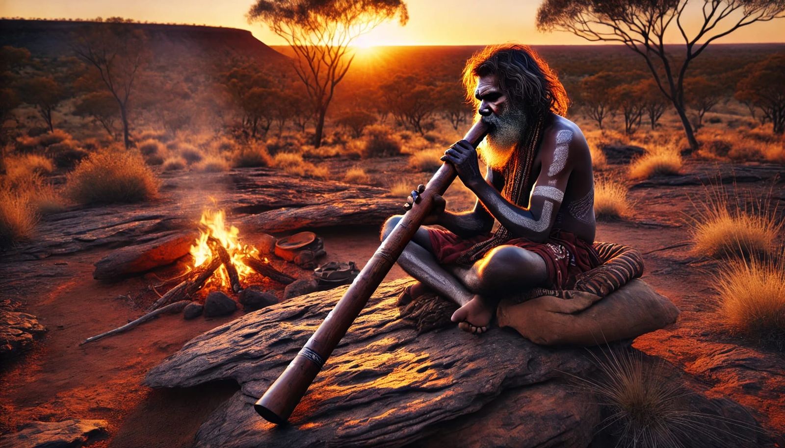 Aborigine Playing a Didgeridoo