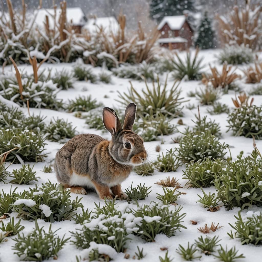 A rabbit search for food in the middle of the snow   by @GM61