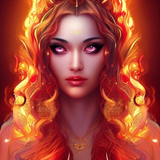 artgerm, goddess, queen enchantress, empress of fire, sensual woman ...