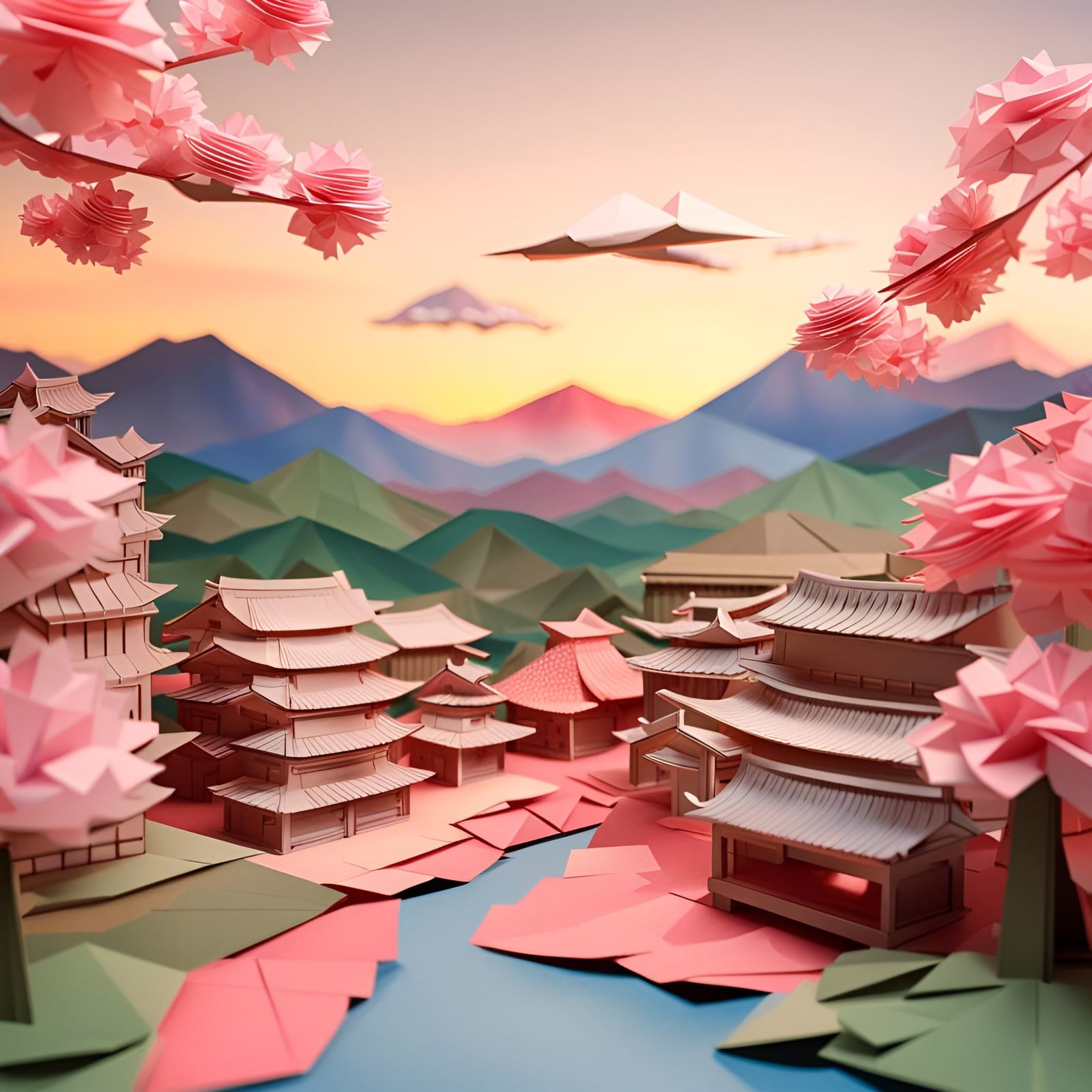 Origami village AI Generated Artwork NightCafe Creator