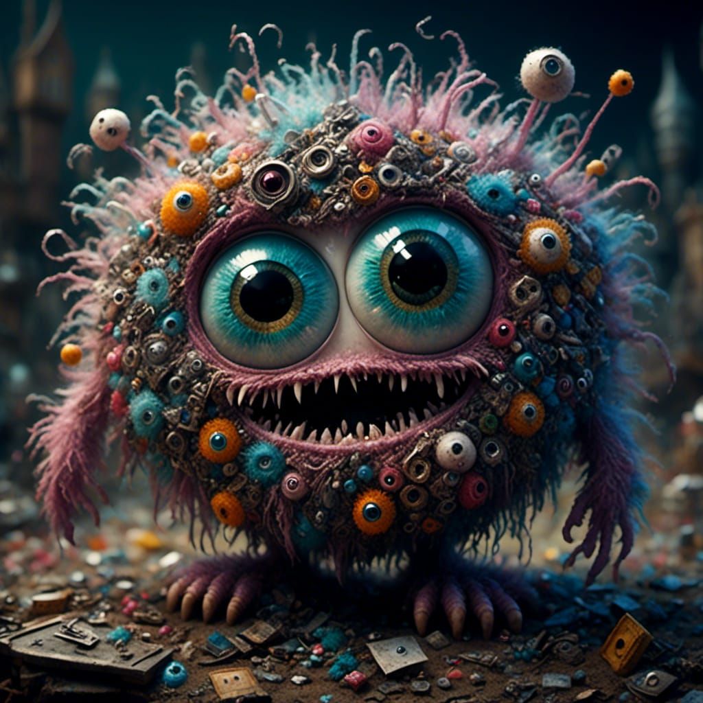 <lora:G-Creeps:1.0> Very cute , clean , sad, cyclopean eye monster, macro hd photography 