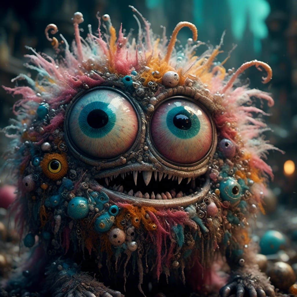 <lora:G-Creeps:1.0> Very cute , clean , sad, cyclopean eye monster, macro hd photography 