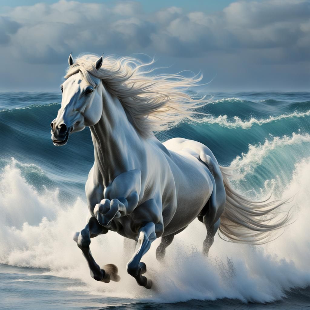 Ocean waves, depicting a galloping horse
