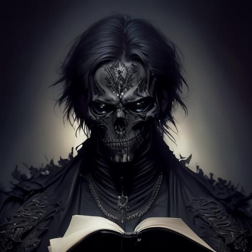 <lora:Gothic portraits:1.0> a man reading a black tome, the ...