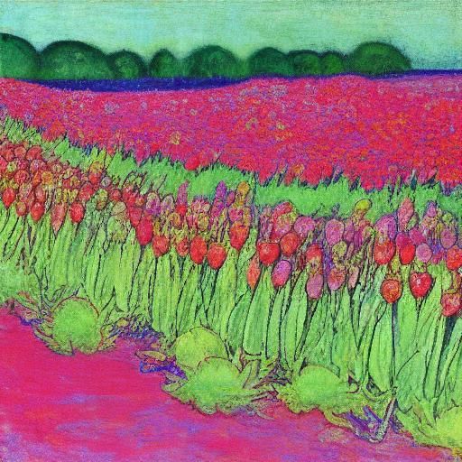 Fluorescent hedgehog on strawberry field 
Fluorescent colors...