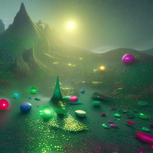 glitter in a giant bottle filled with green glitter around i...