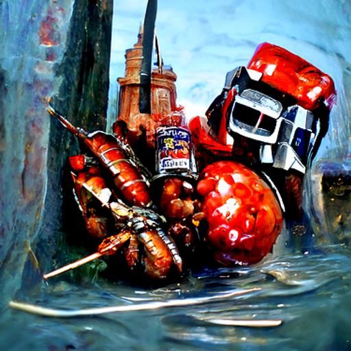Cajun shrimp boil with Autobots and decepticons in Louisiana