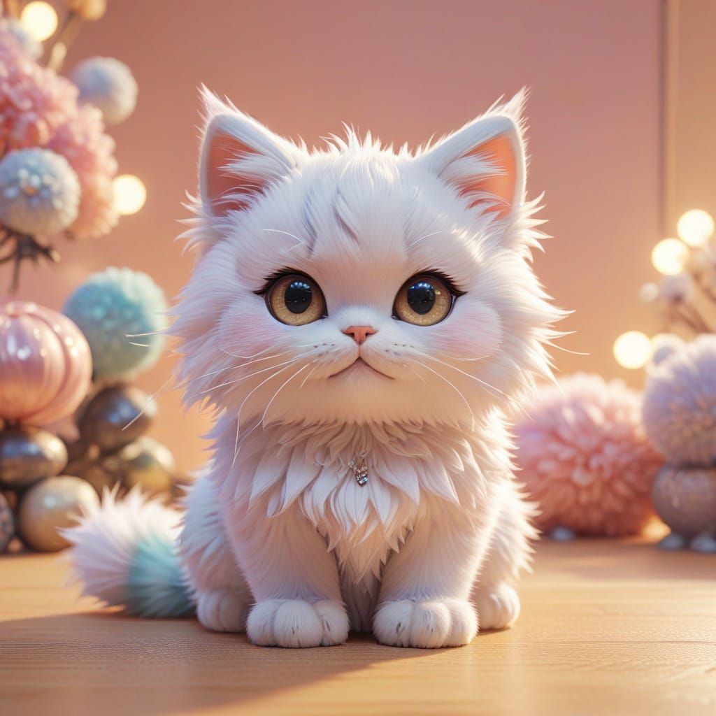 kawaii chibi anime cat By artist "anime", 3d anime art, inspired by WLOP, Artstation, #genshinimpact ...  by @DivineKittyCat