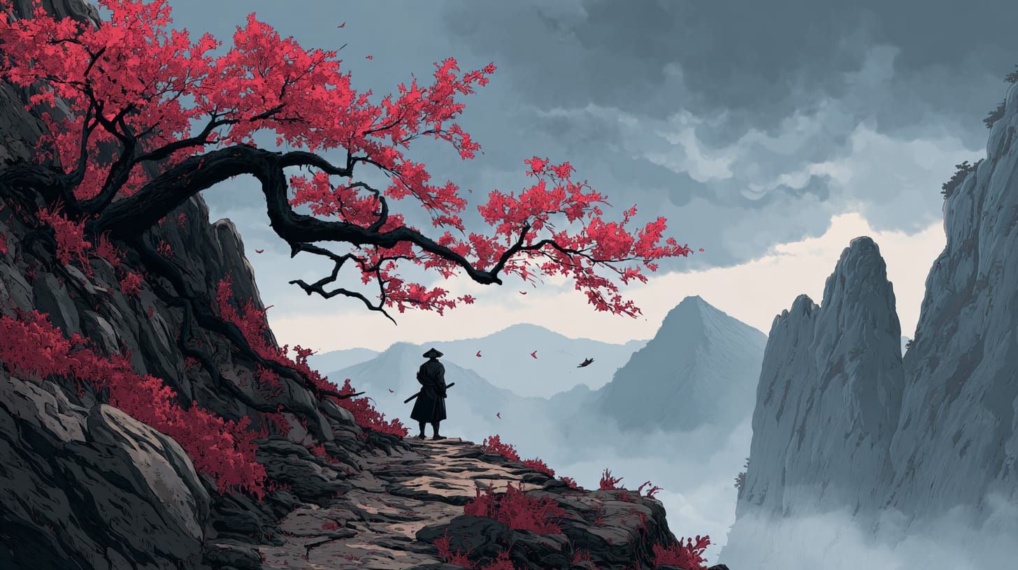 Lone Samurai on Misty Peak