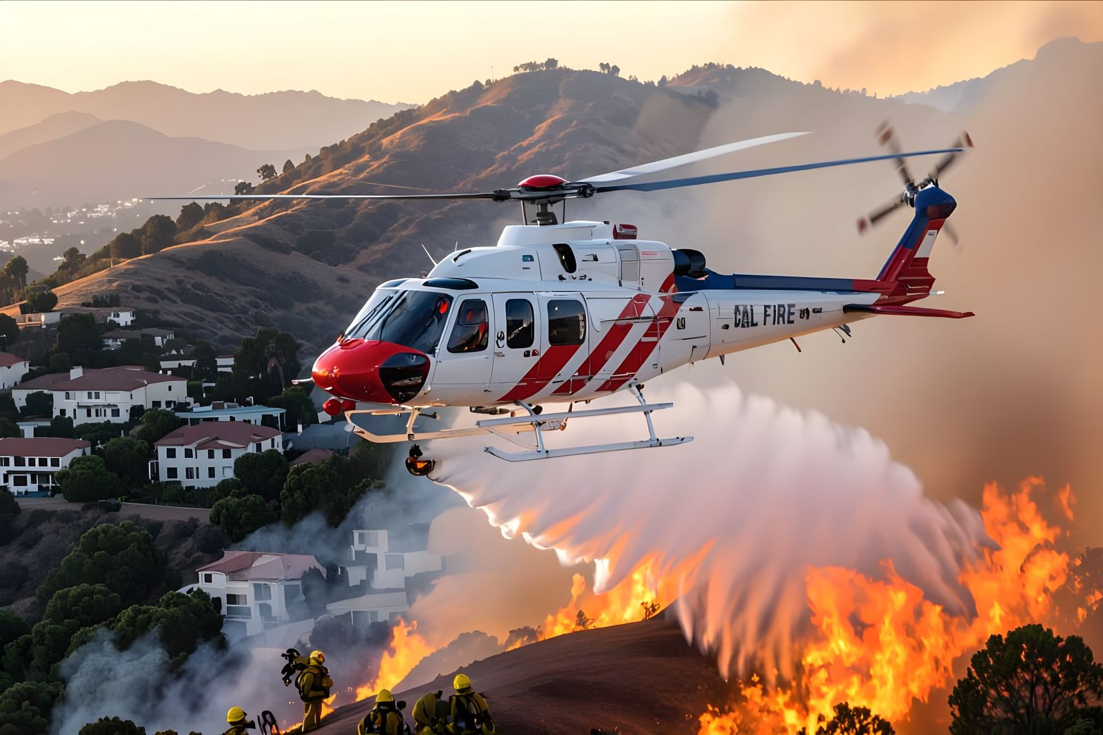 CAL FIRE Sikorsky S-70 Firehawk Helicopter Firefighting in the Pacific Palisades - Tribute Image  by @Gary Murakami