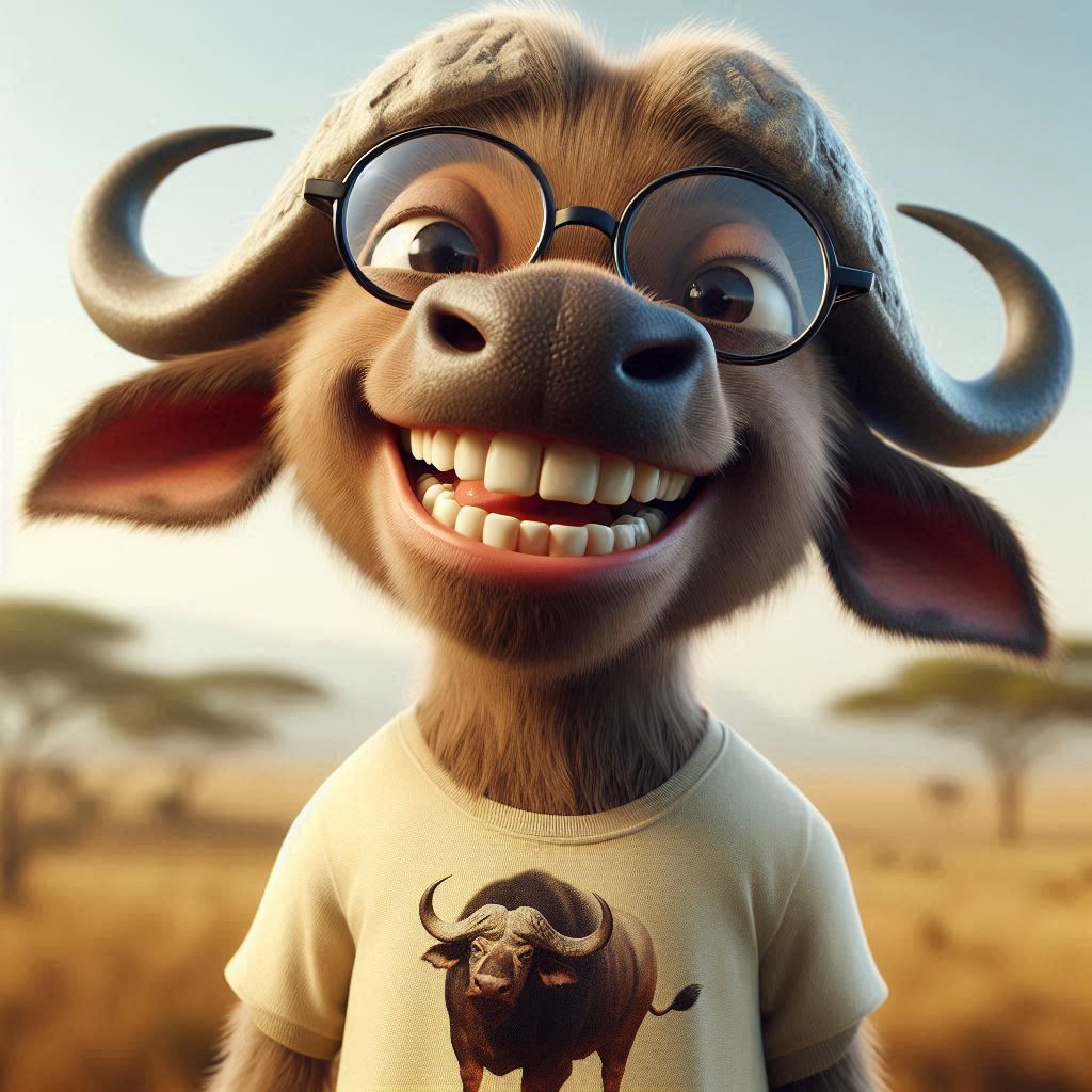 Cheerful Buffalo in Glasses