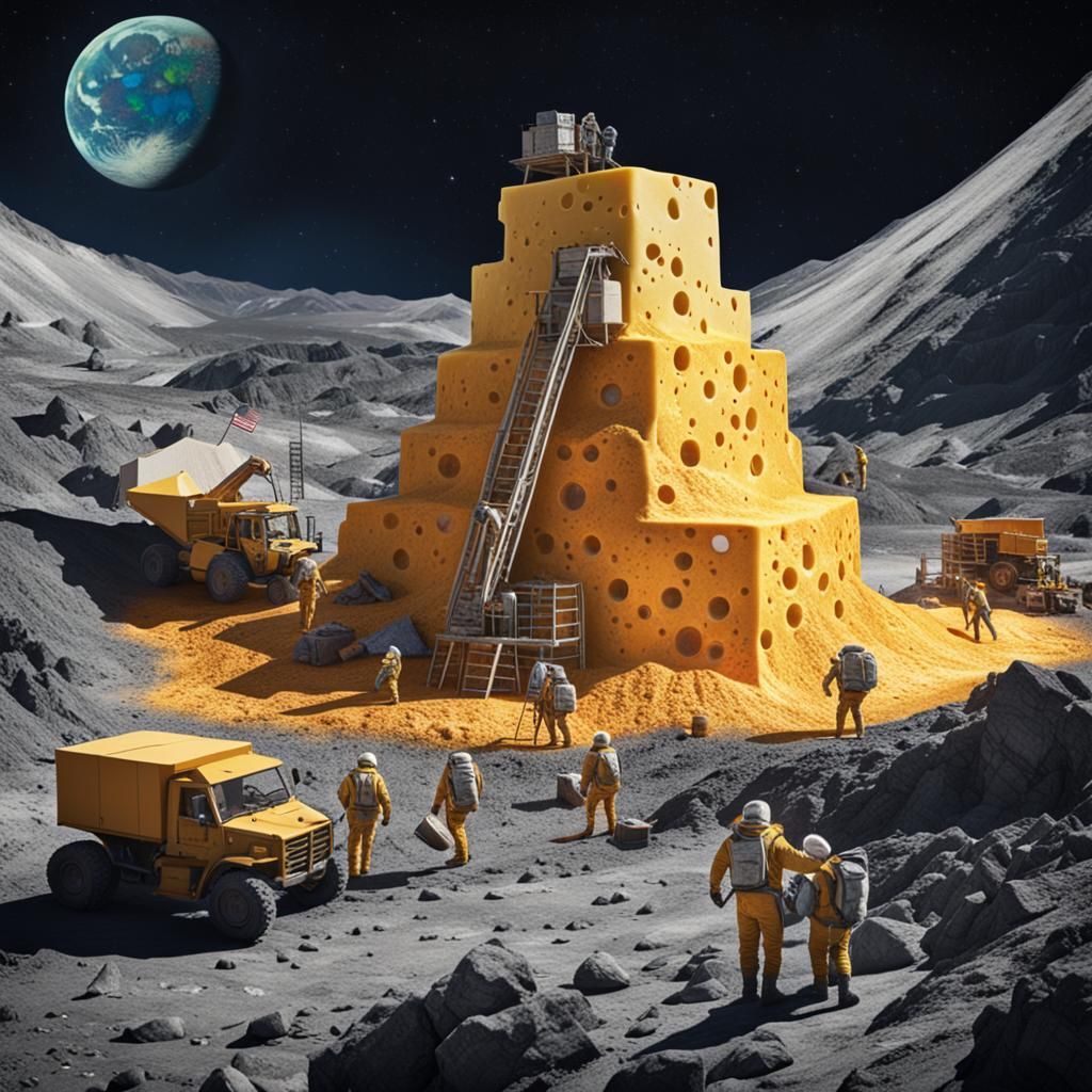 Mining cheese on the moon  by @eileenMcC