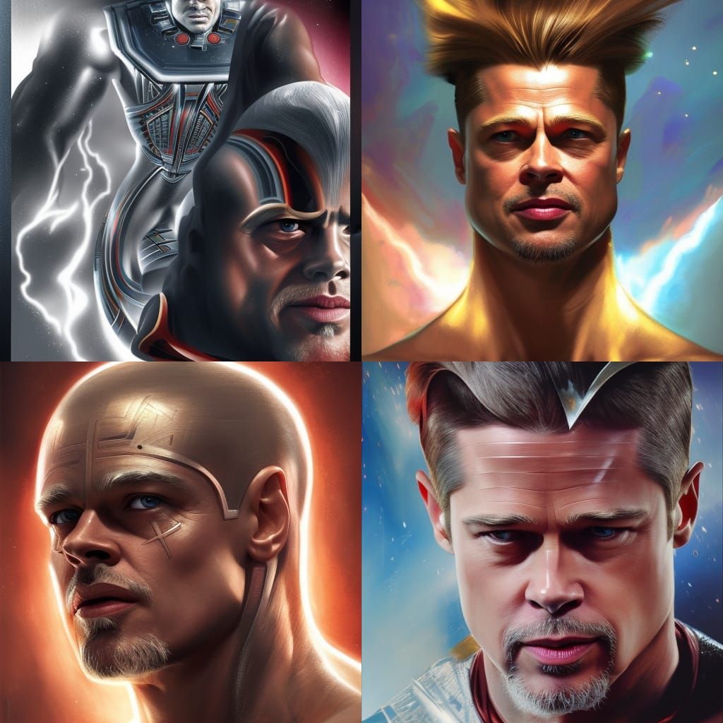actor Brad Pitt as Orion of The New Gods by Jack Kirby for D...