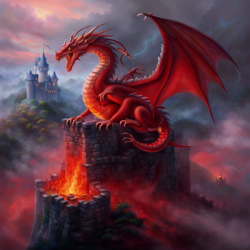 Red fire dragon - AI Generated Artwork - NightCafe Creator