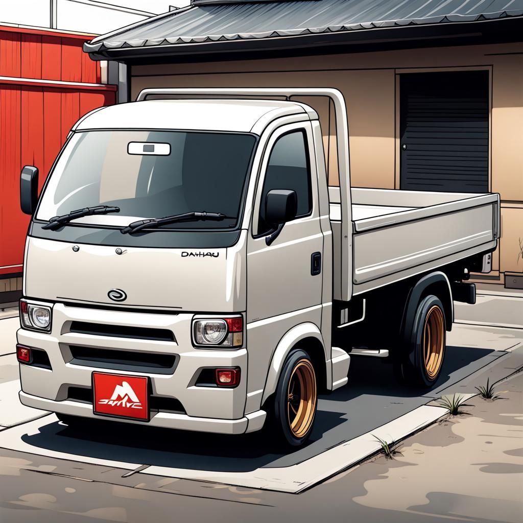 Daihatsu truck, wide body, anime artstyle