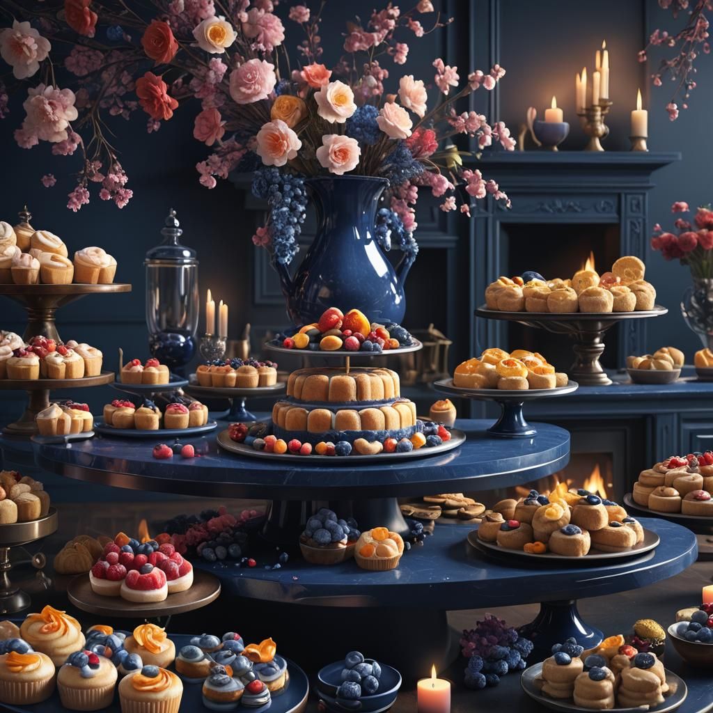 Gourmet Cakes and Pastries in a Luxury Kitchen
