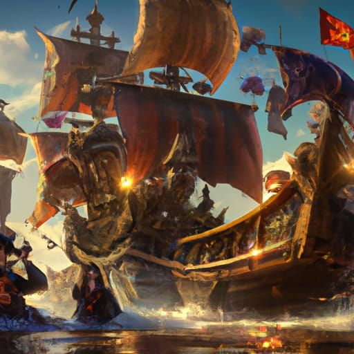 De piraten veroverde de schepen van de Spanjaarden