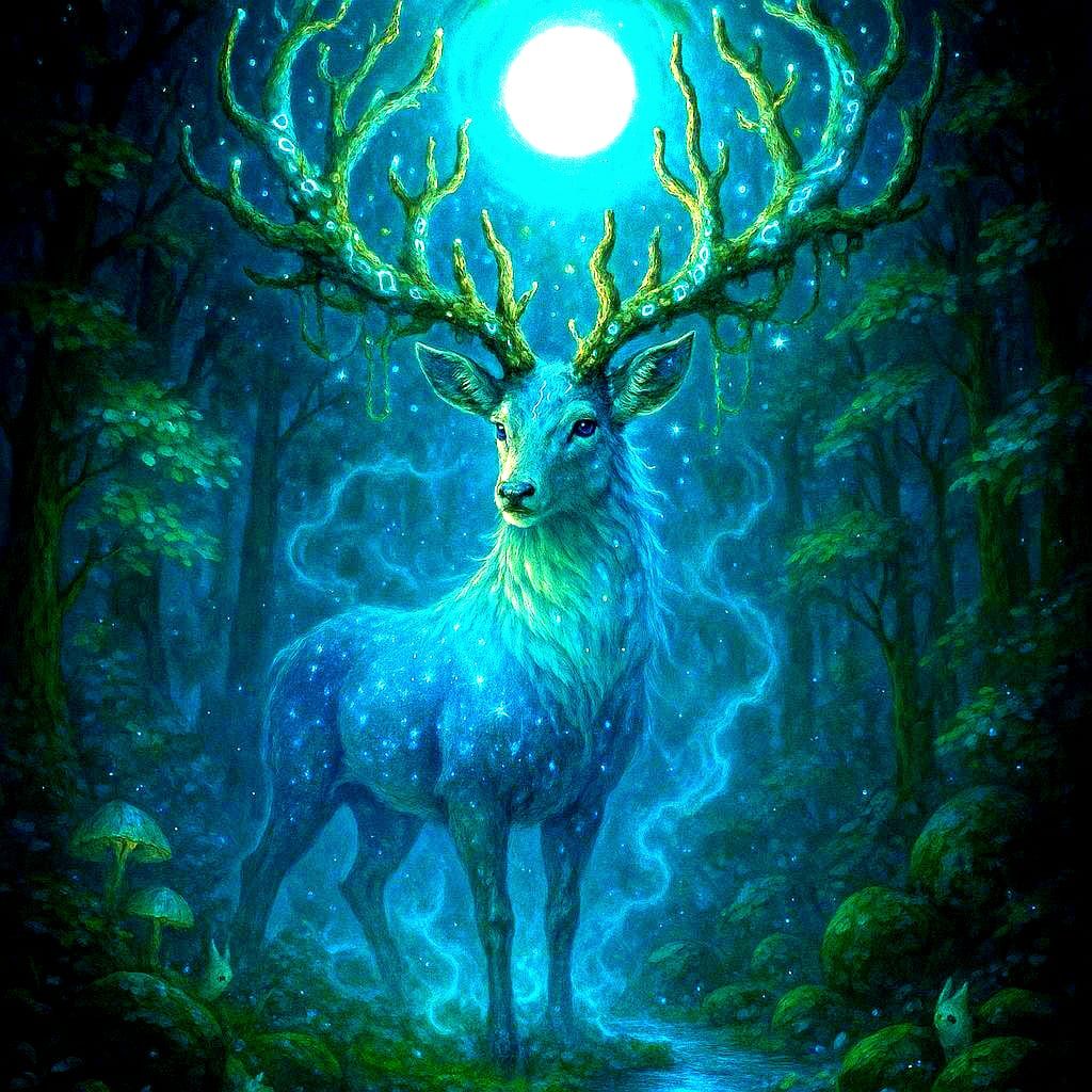 Mystical Deer – Guardian of the Moonroot Glade  by @Sylver Wolf