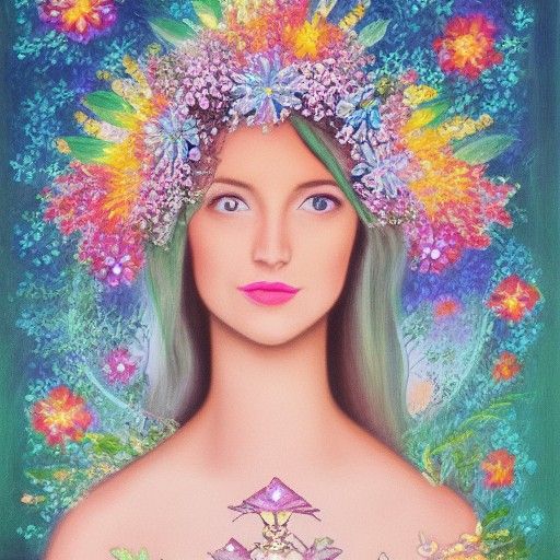 Flower and crystal goddess