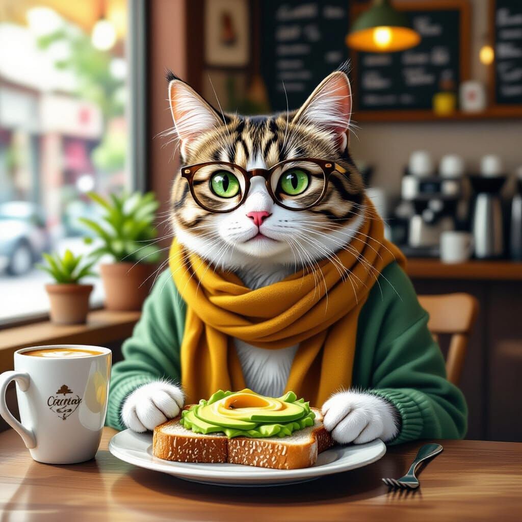 Millennial Cat  by @1cheesepuff