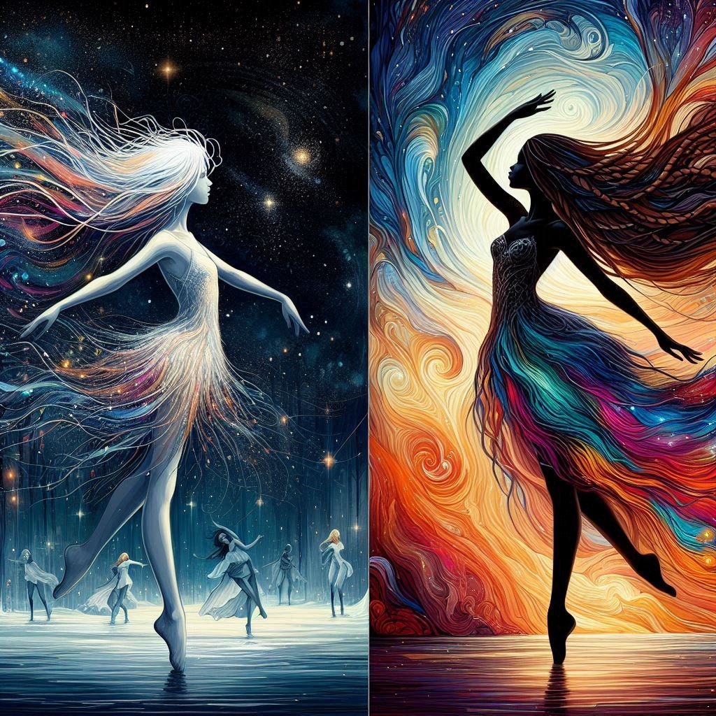 Two dancers reflection of starlight