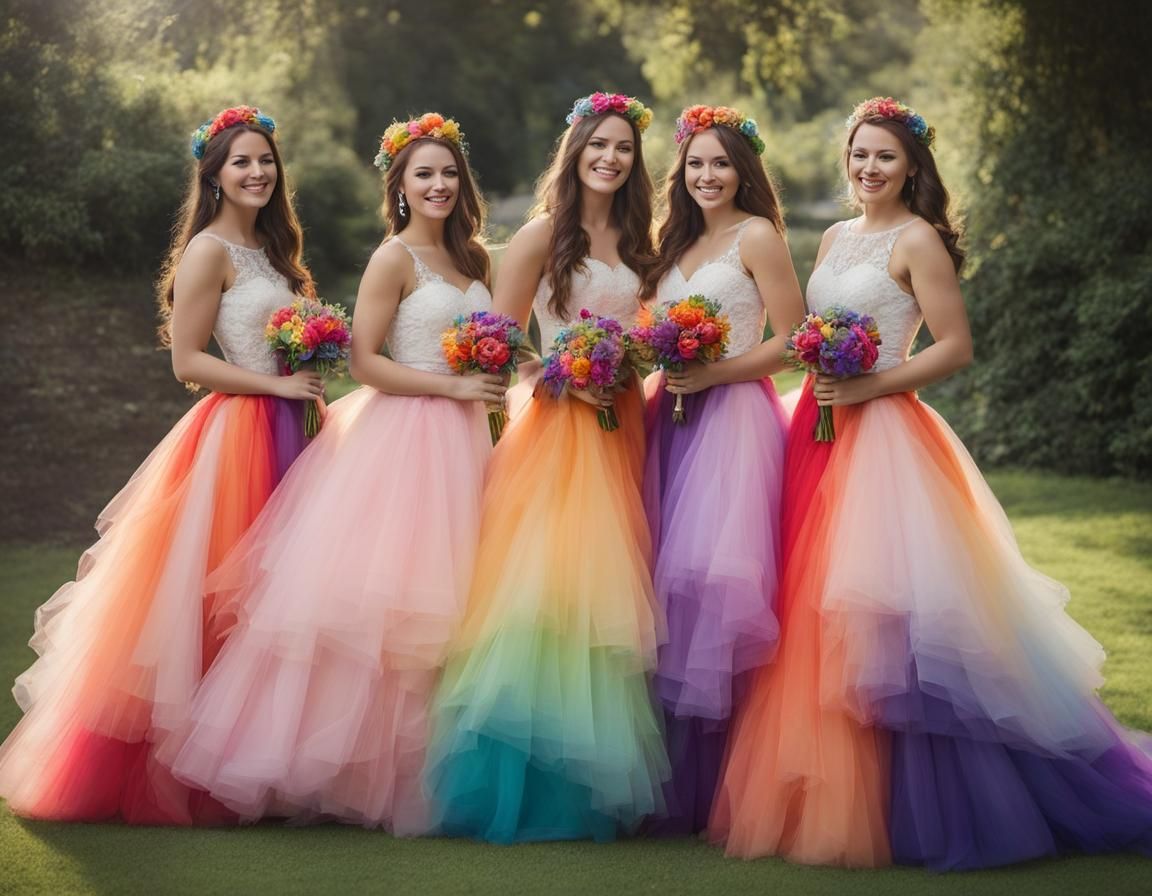 Just to be different the bridesmaids wore the same beautiful...