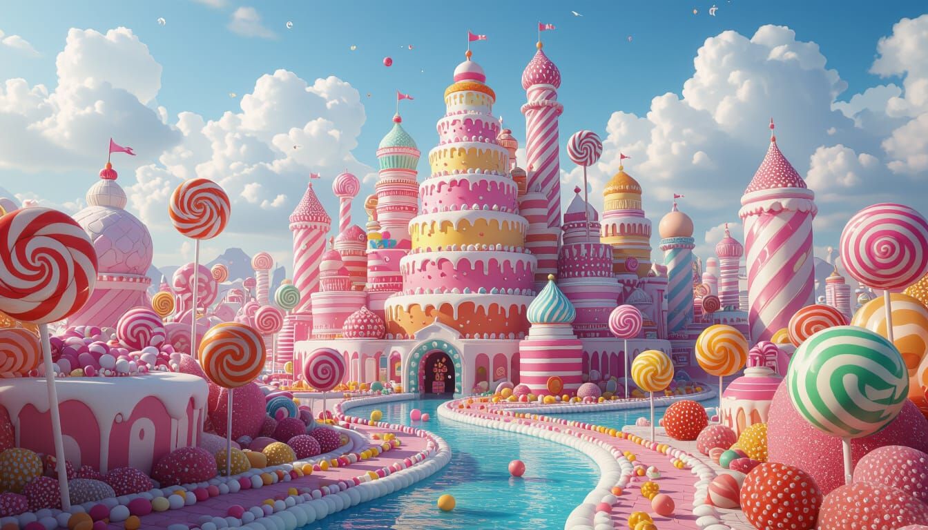 a city made of cakes  by @emily cakes