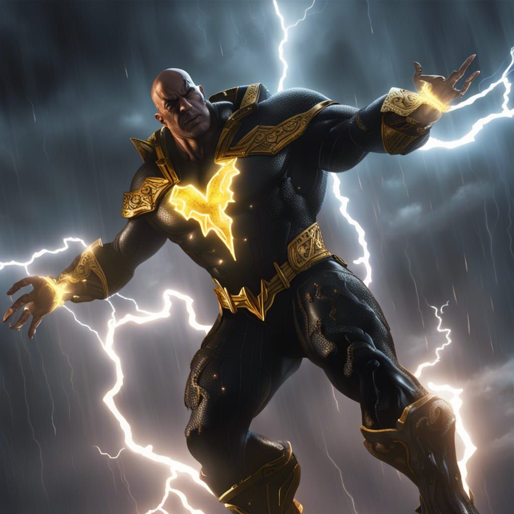 Black Adam, Empowered By Lightning - Ai Generated Artwork - Nightcafe 