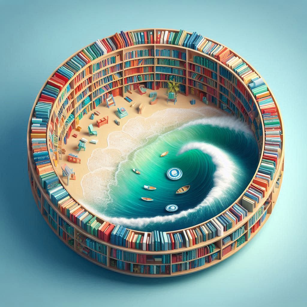 The library with a beach