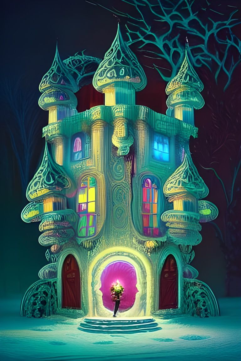 Neon castle - AI Generated Artwork - NightCafe Creator