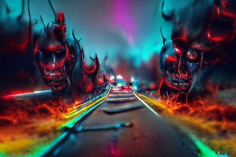 Highway to hell

trending on Artstation dark colorful glowin...