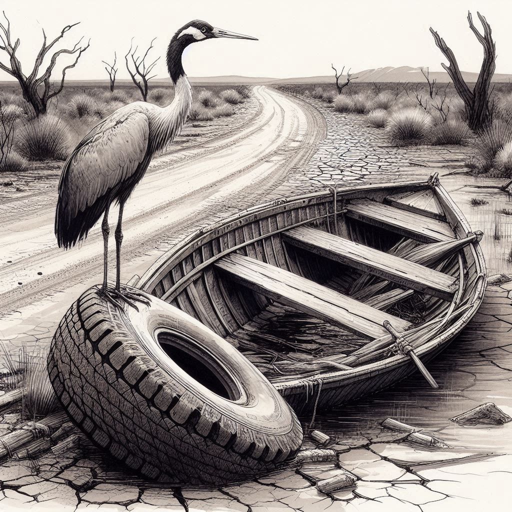 The crane on the deserted track