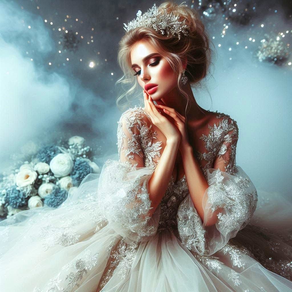 woman in beautiful haute couture dress.