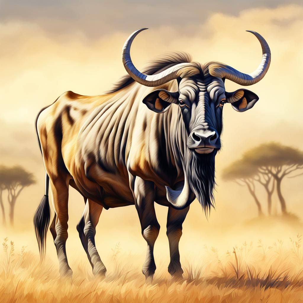 A gnu on the savanna - AI Generated Artwork - NightCafe Creator