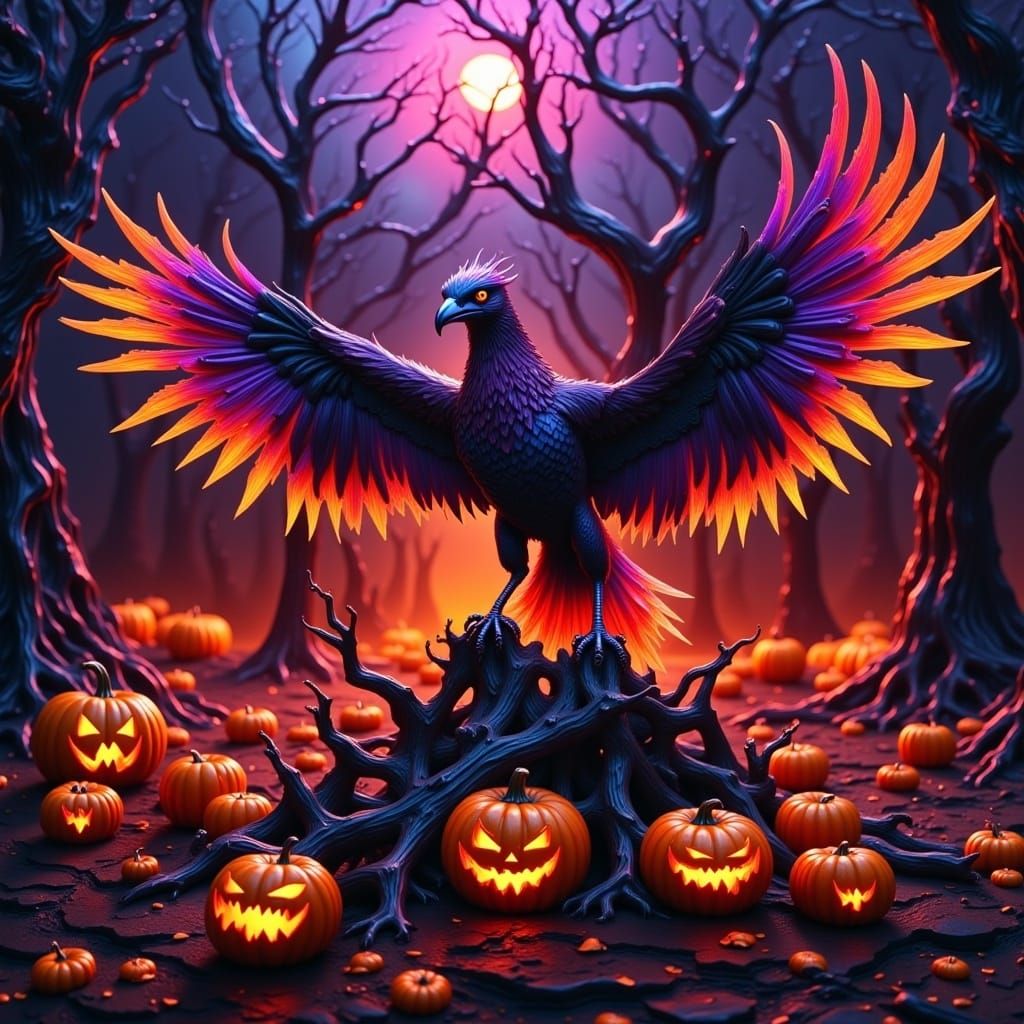 phoenix bird <lora:Colors of Halloween:1.0> halloween