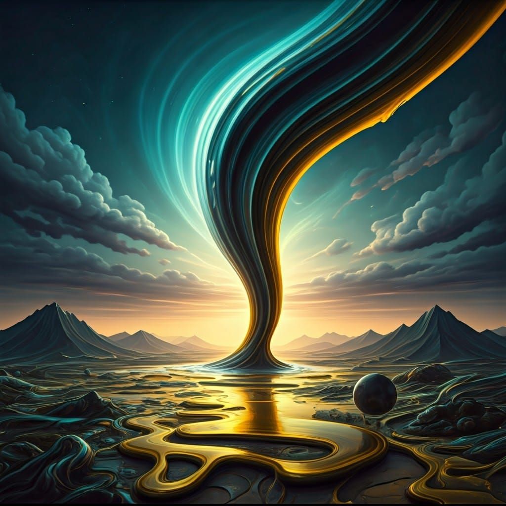 Surreal Vortex Landscape in Style of Salvador Dali