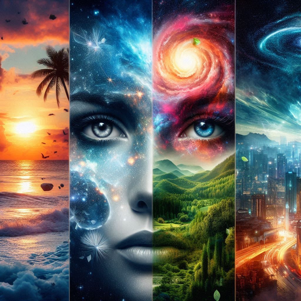 Double exposure collage portrait