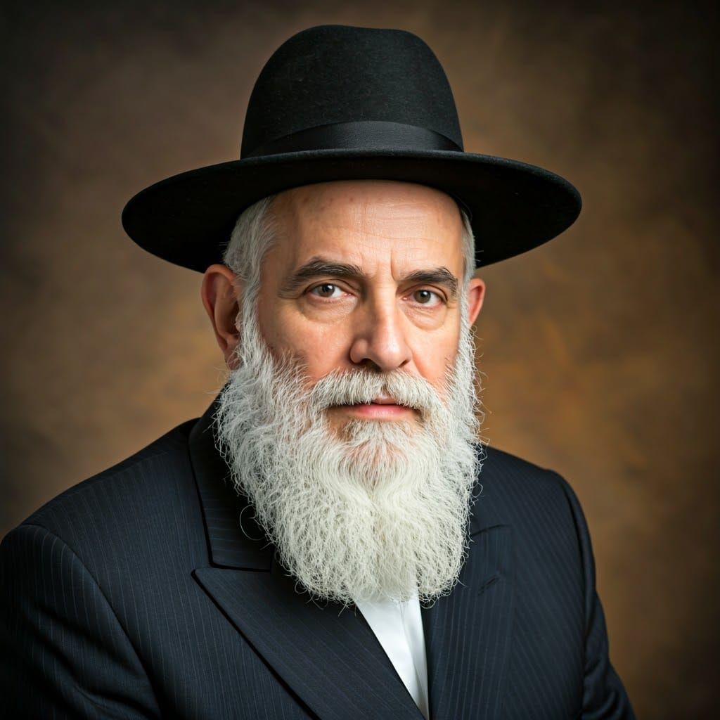 Chabad Rebbe Portrait with Streimel in Professional Style