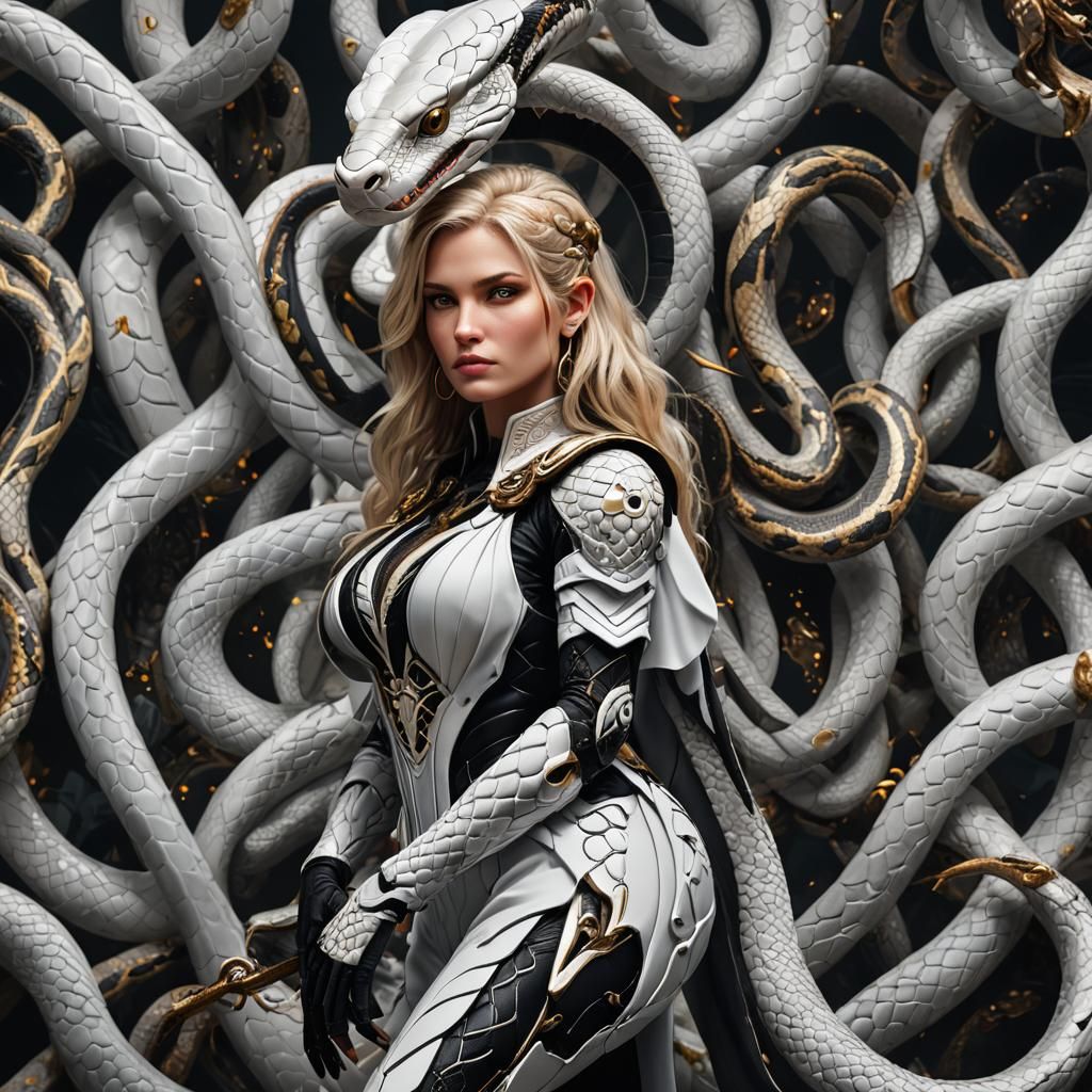 Detailed White and Black Cobra Matte Painting