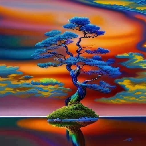 Azurite Bonsai and clouds