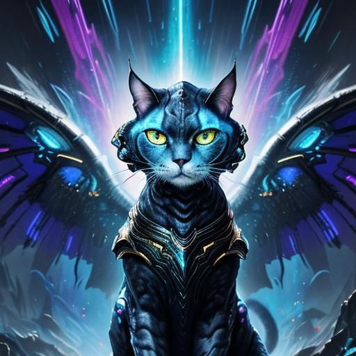 Cyberpunk Devon Rex Cat Valkyrie Warrior 4 - AI Generated Artwork ...