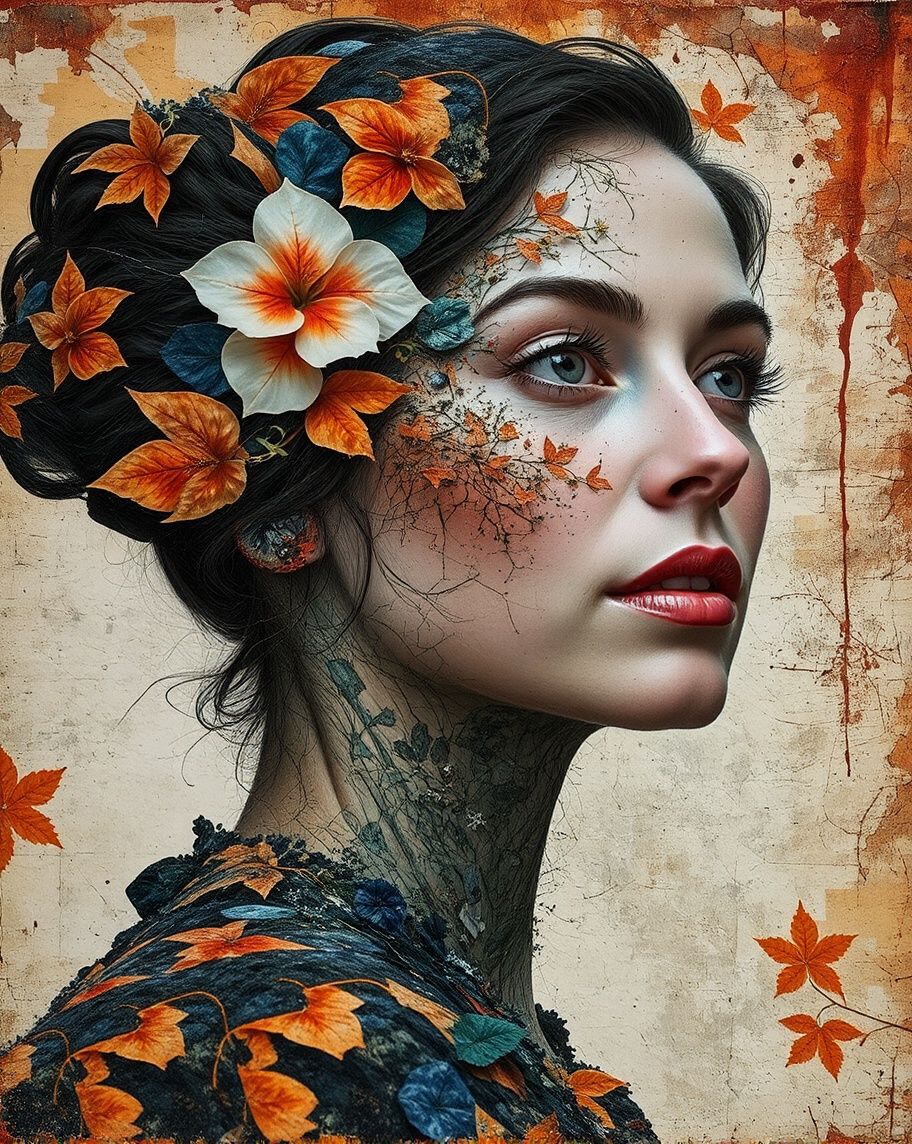 Portrait in decoupage