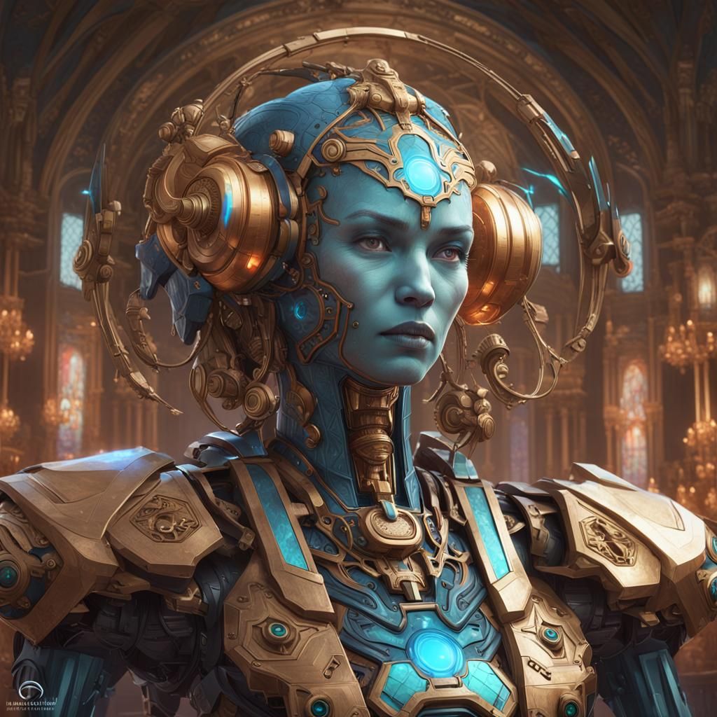 i dream of humunoid robot genie head and shoulders portrait, 8k resolution concept art portrait by Greg Rutkowski, Artge...